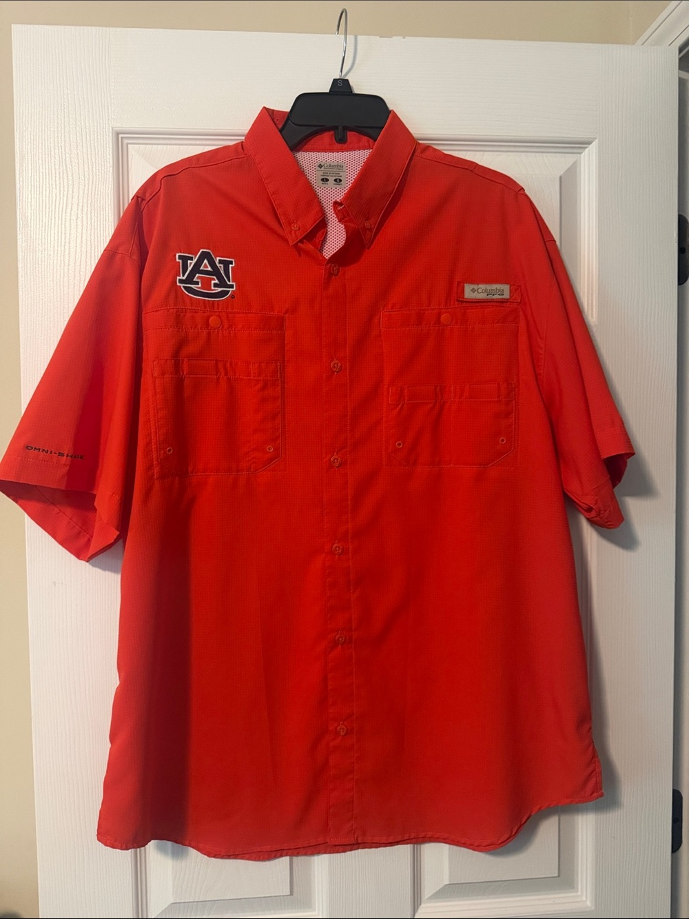 Columbia Men’s Auburn Orange Short-Sleeve Fishing Button-Down Shirt